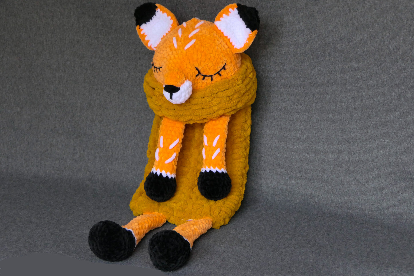 Crocheted fox pyjamas bag