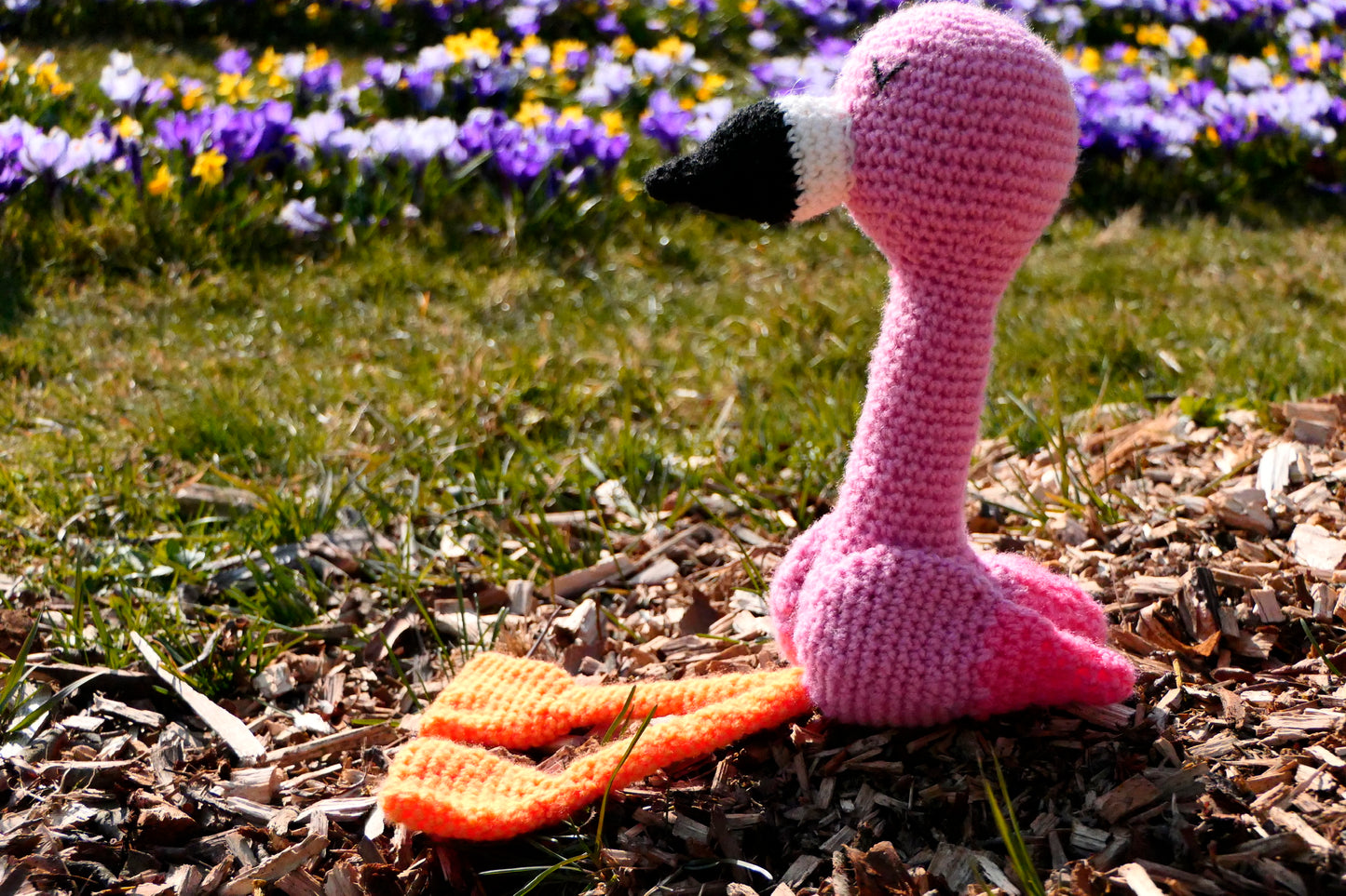 Crocheted flamingo