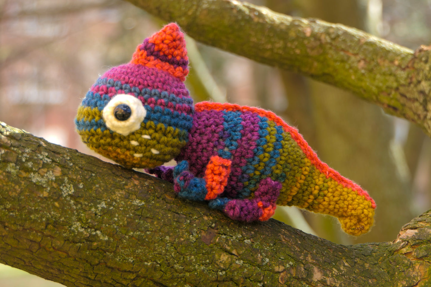 Crocheted chameleon