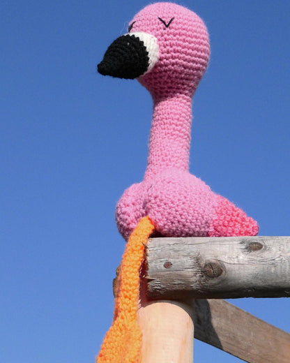 Crocheted flamingo