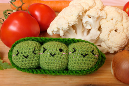 Crocheted peas in a pod