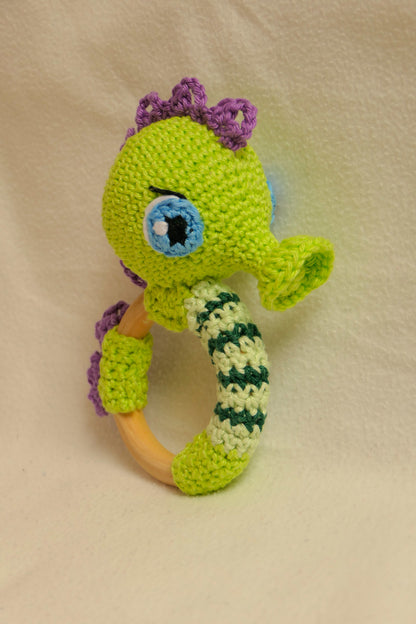 Crocheted seahorse rattle