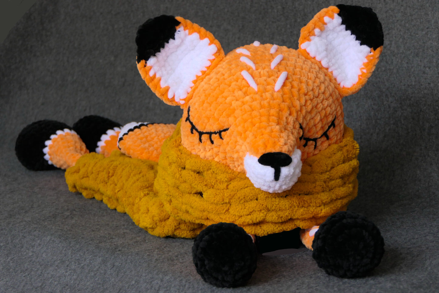 Crocheted fox pyjamas bag