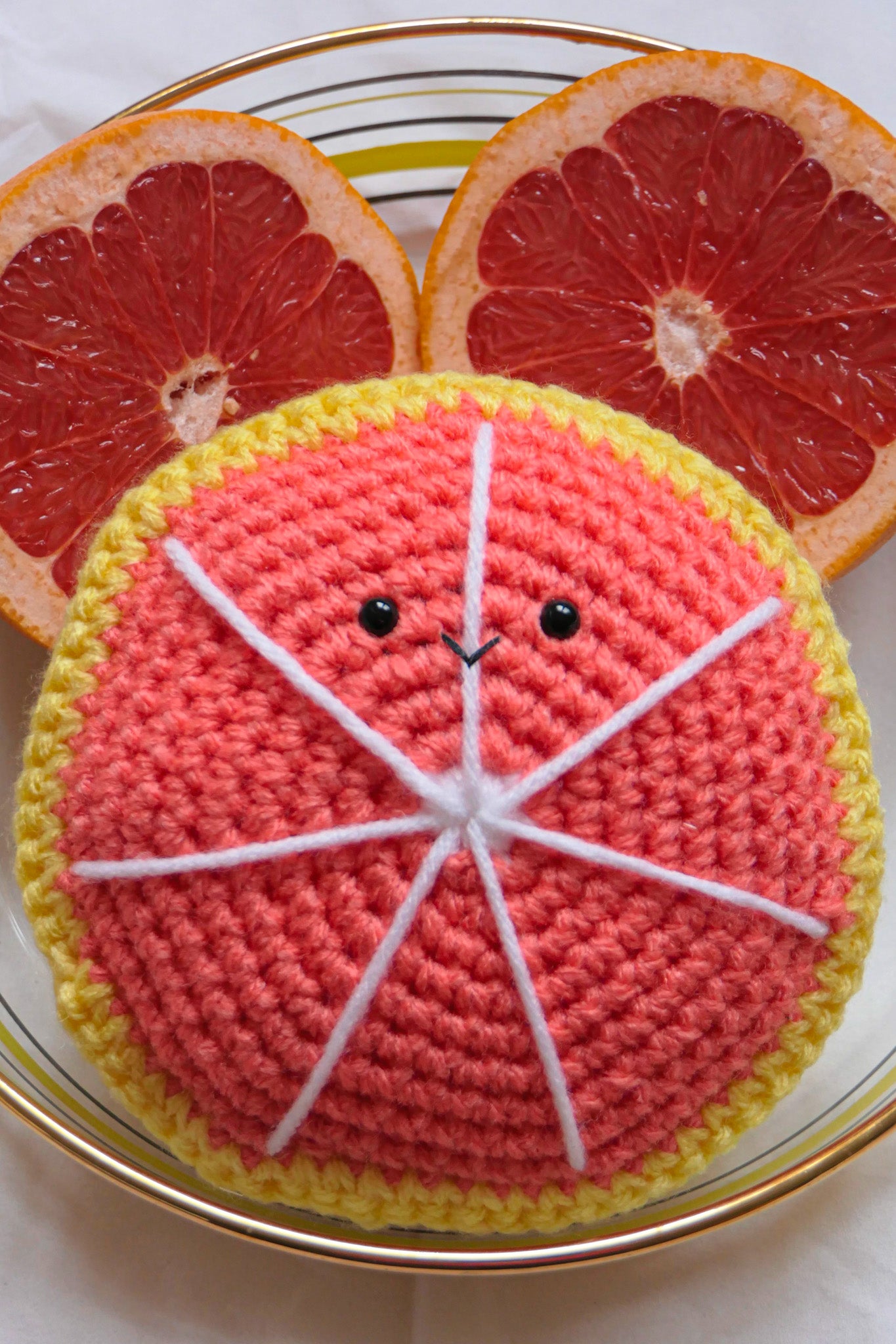 Crocheted grapefruit