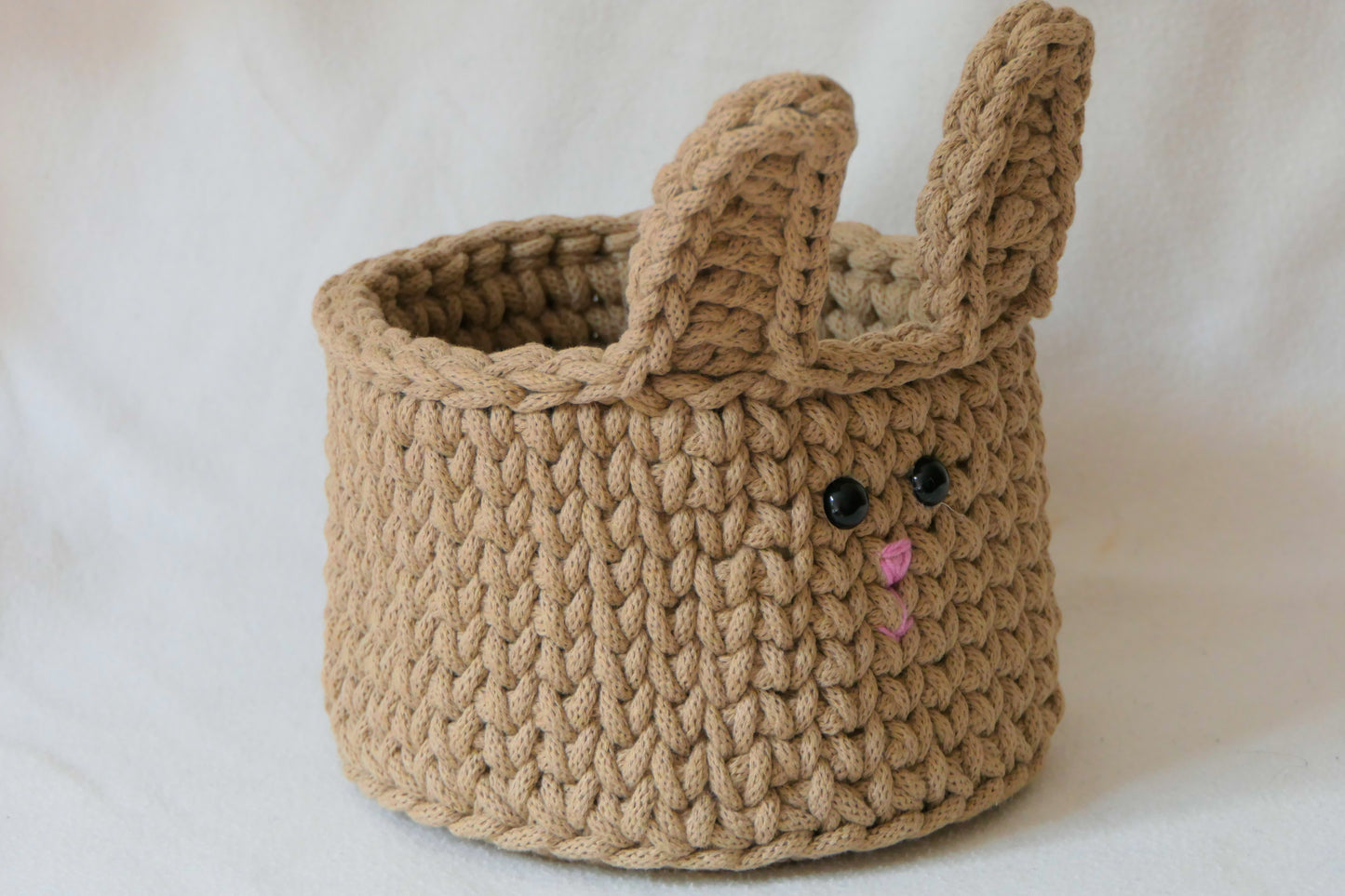 Crocheted rabbit basket